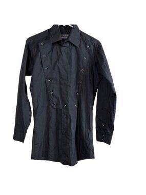 VTG 80s Panhandle Slim Bib Front Western Shirt Small Black Made in USA Cowboy